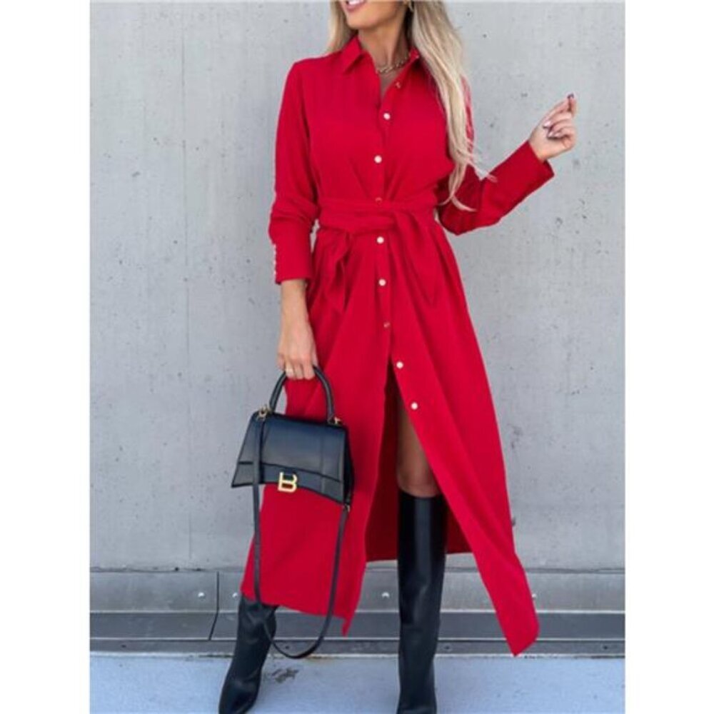 Full Size Button Front Shirt Dress Plus Size